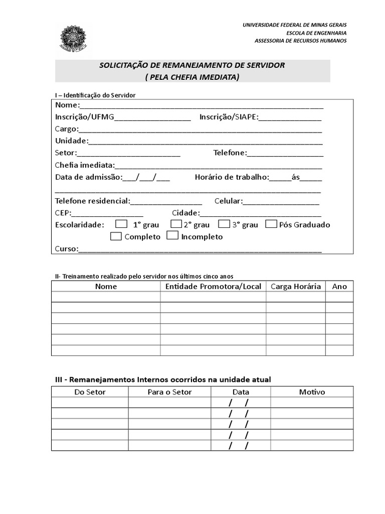 Solicitação de Remanejamento Chefia Imediata TAE | PDF | Gestão de ...