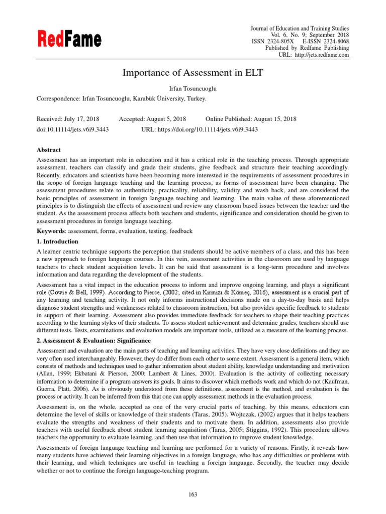 Importance of Assessment in ELT | PDF | Educational Assessment | Second ...