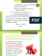 Seleccion de Alternativas Mutuamente Excluyentes