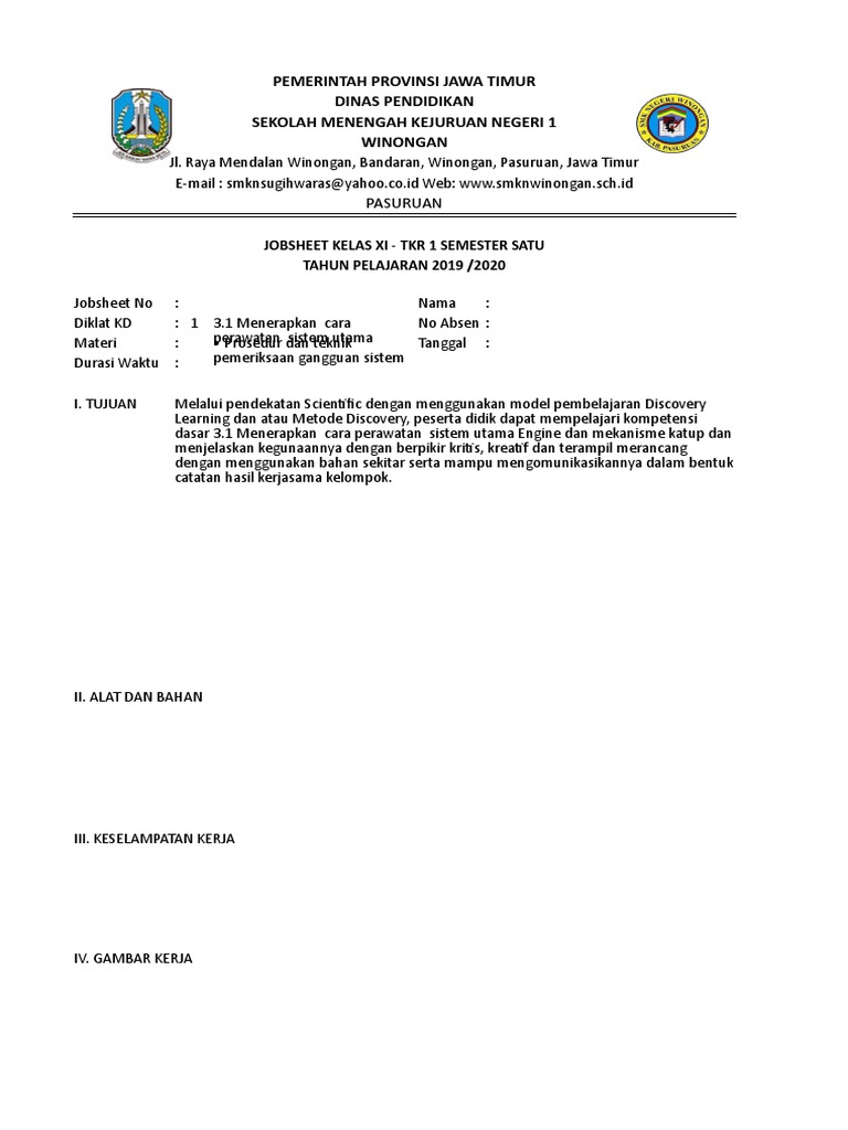 Contoh Jobsheet | PDF