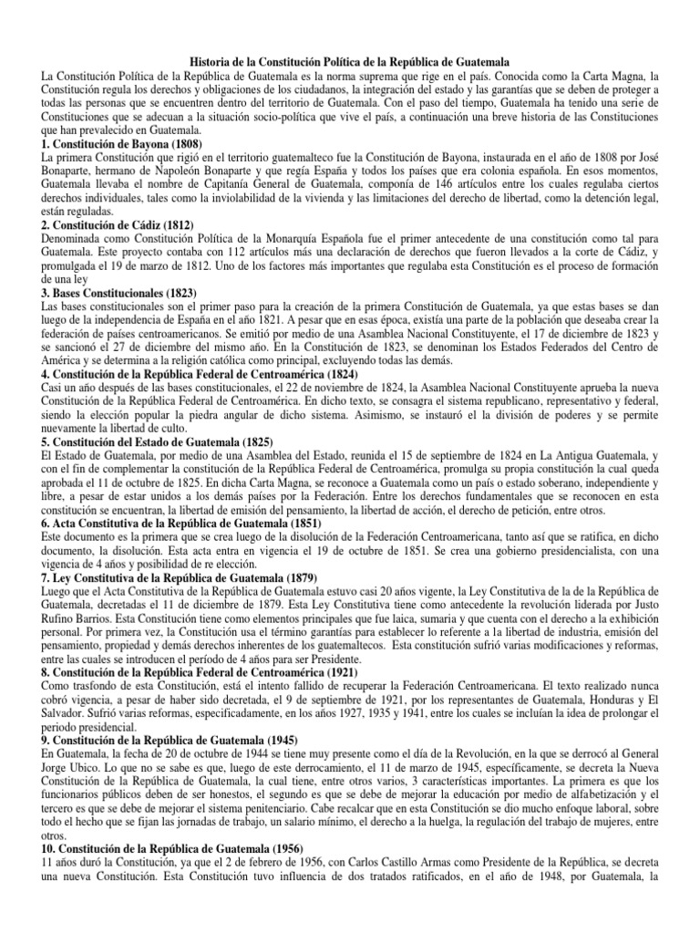 Historia de La Constitución Política de La República de Guatemala | PDF ...