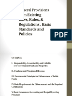 General Provisions From Existing: Laws, Rules, & Regulations, Basis Standards and Policies