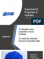 Experiment 8: Properties of Hydrates: Presentation of Data and Discussion