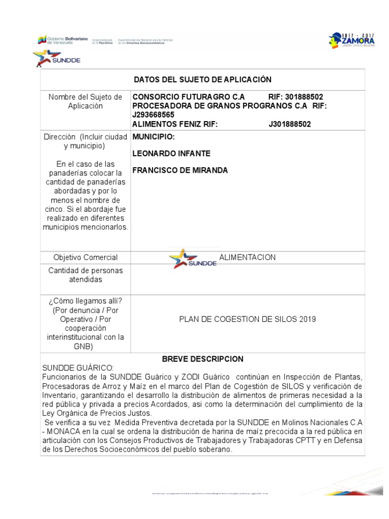 Inspección de Alimentos en Guárico 2019 | PDF