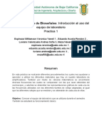 Amplificadores de Bioseñales - Introducción Al Uso Del Equipo de Laboratorio