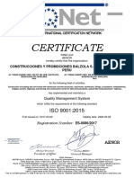 Certificate: Construcciones Y Promociones Balzola S.A. Sucursal Del Peru