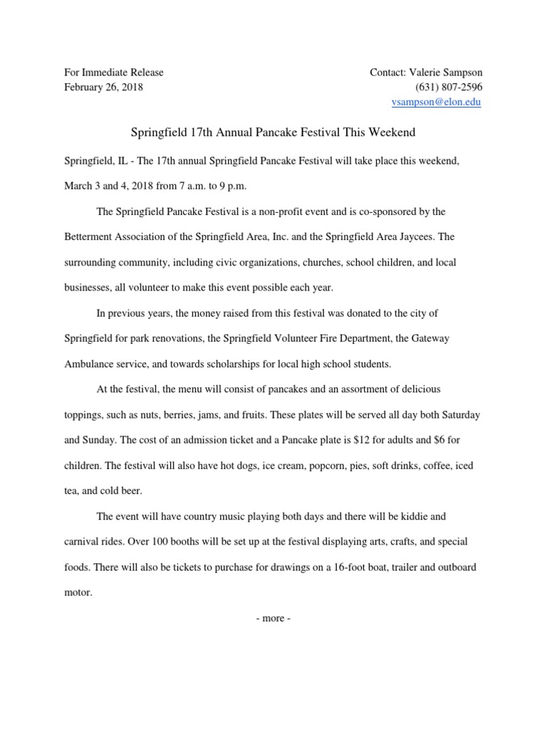 Springfield Pancake Festival PDF