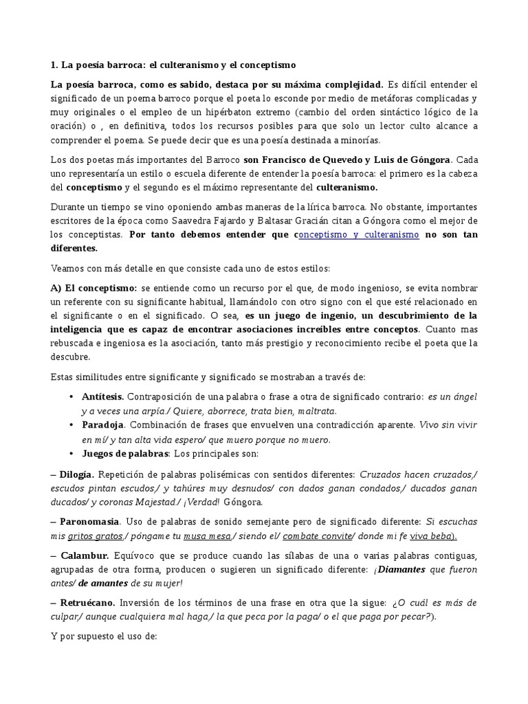 Culteranismo Pdf Barroco Metáfora