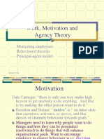 Work, Motivation and Agency Theory: Motivating Employees Behavioural Theories Principal-Agent Model