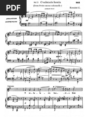 Rossini O Salutaris Hostia Aria For Soprano From Petite Messe Solennelle