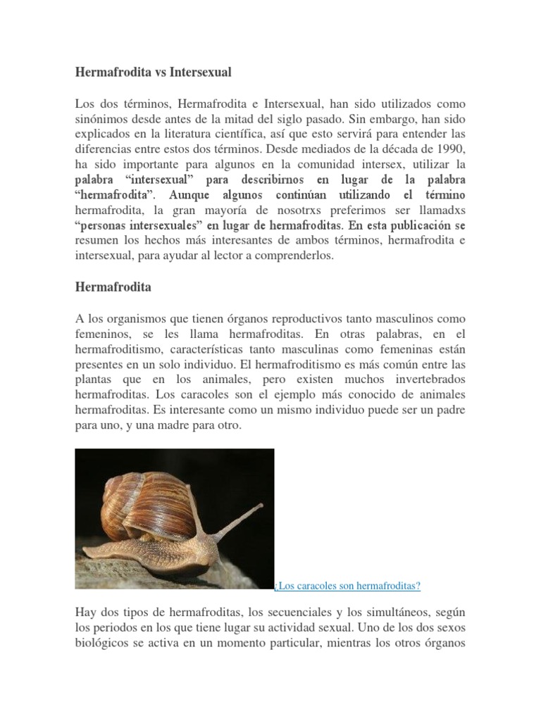Diferencias Hermafrodita e Intersexual | PDF | Intersexual | Sexo, image size:768x1024