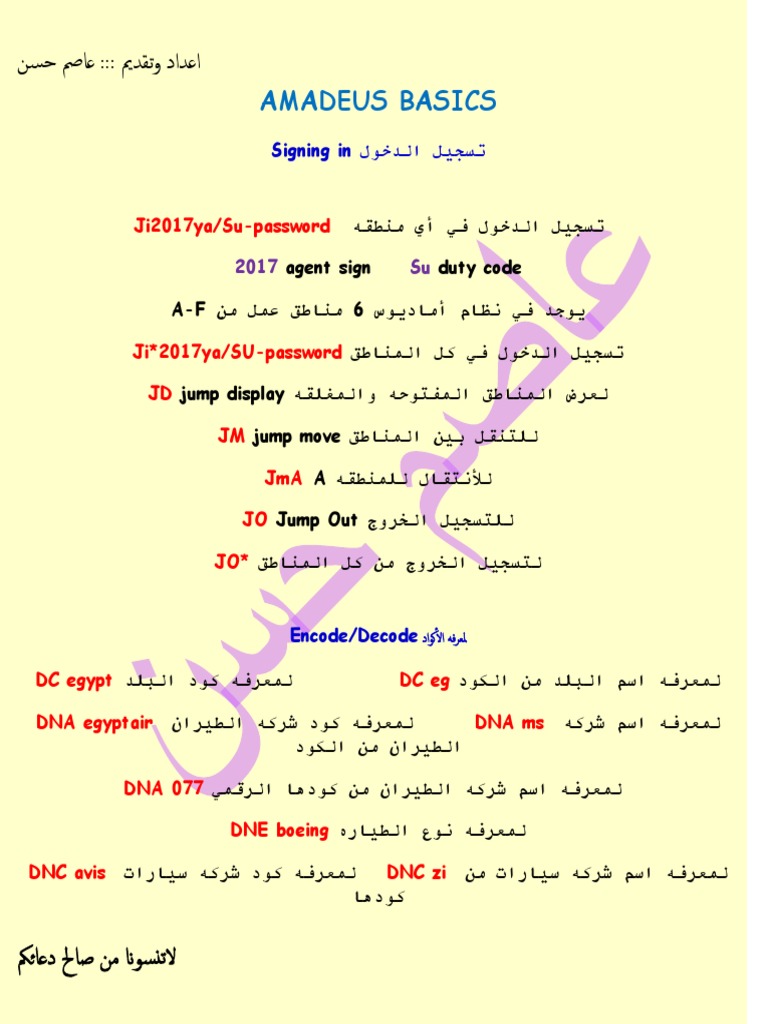 Amadeus Basics Arabic | PDF