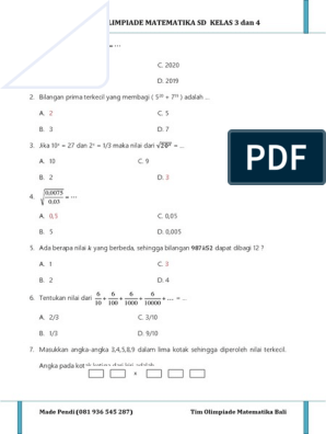 Kumpulan Soal Olimpiade Matematika Sd Kelas 5 Dan 6