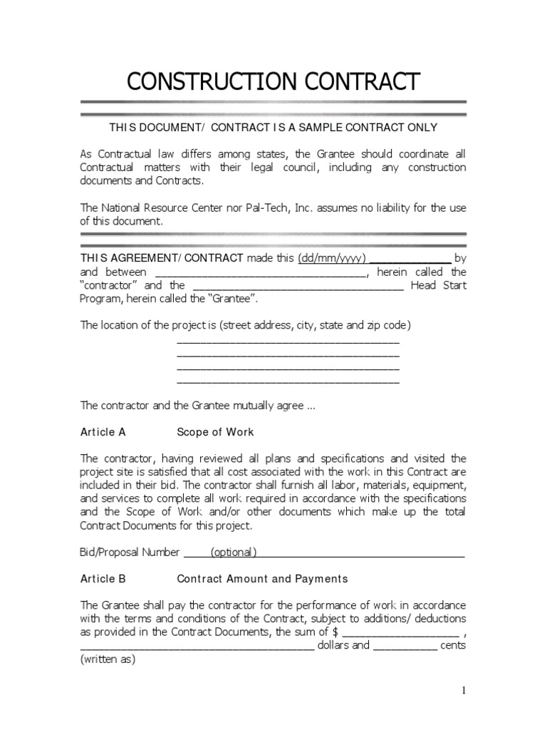 Construction Contract | PDF | Damages | Employment