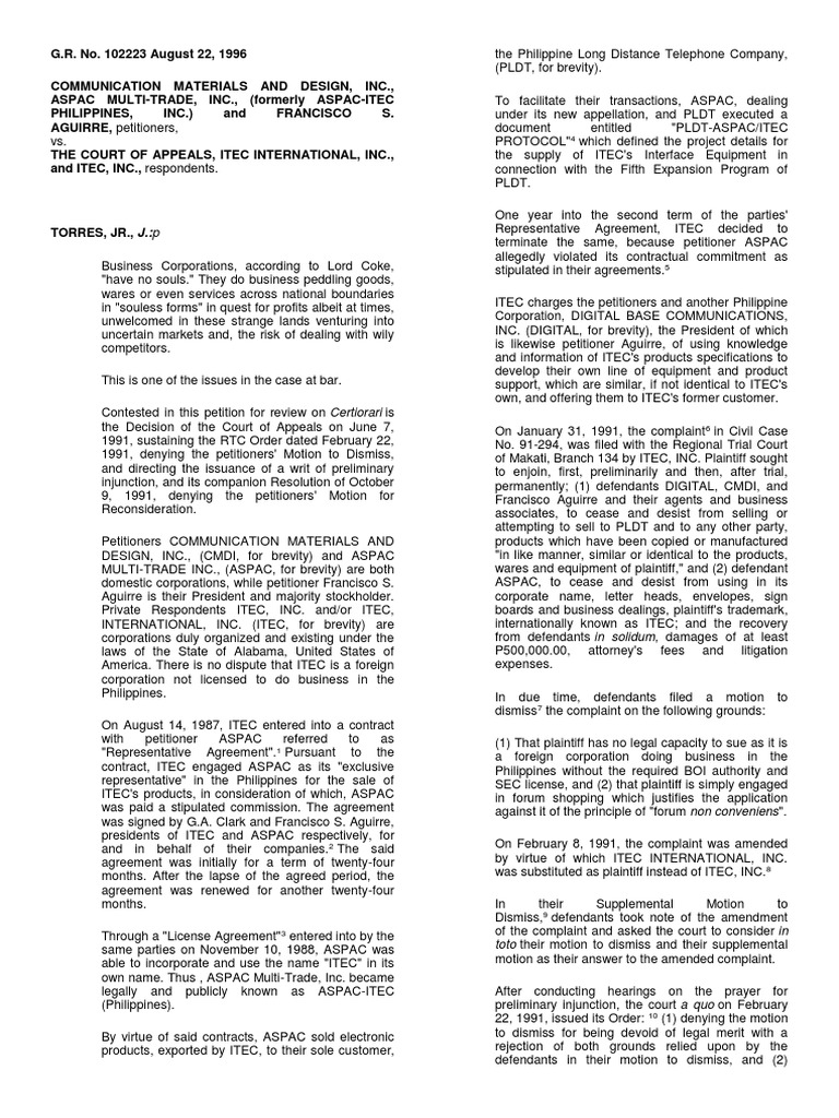 Forum Non Conveniens PDF Lawsuit Jurisdiction