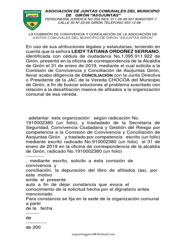 Auto Avoca Conocimiento PDF Petición Gobierno