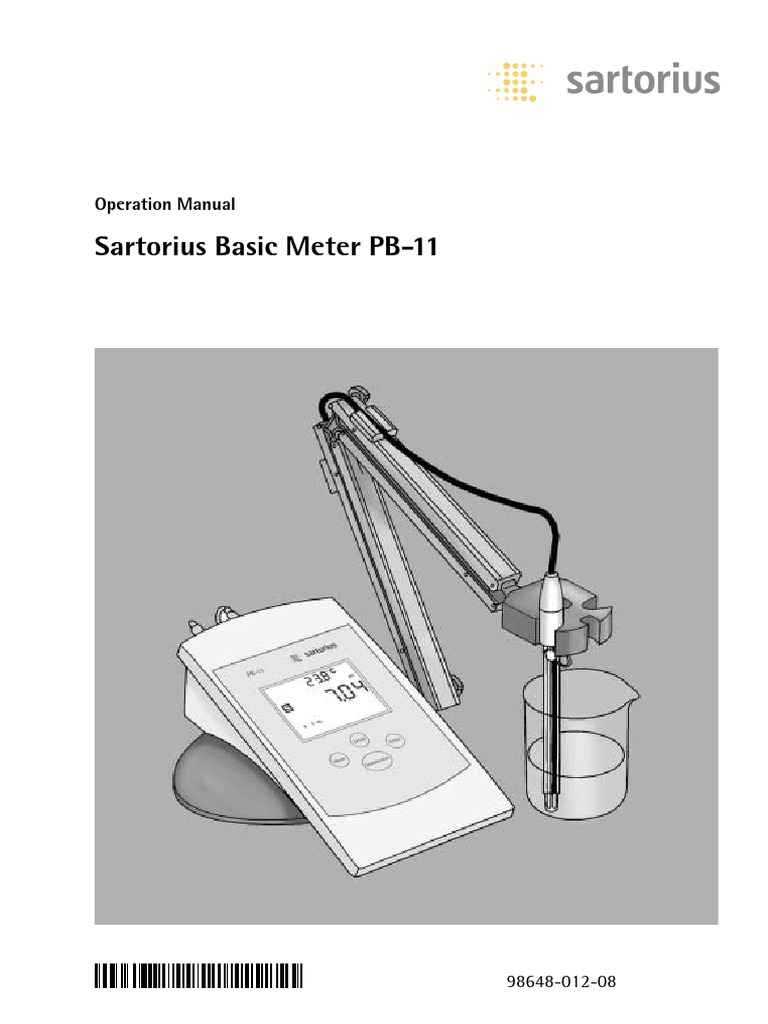 Sartorius Basic Meter PB11 Operation Manual Ph Physical Chemistry