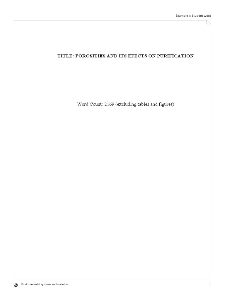 ESS IA Example | PDF | Filtration | Water Purification