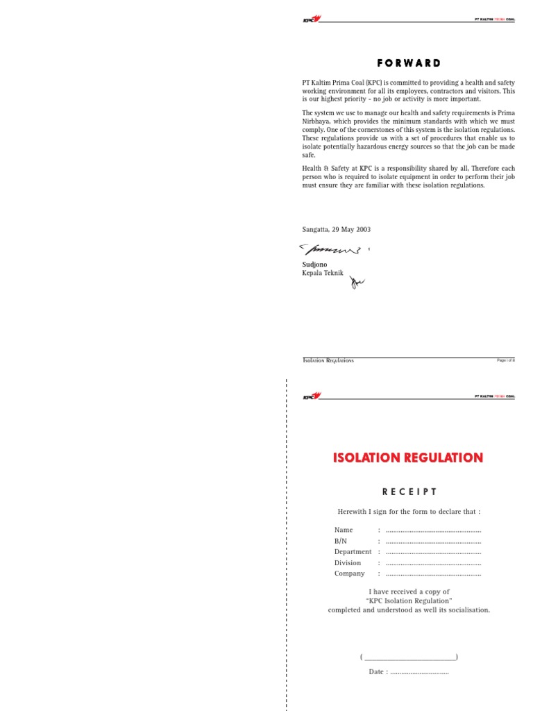 Hand Book-Isolation and Lock Out | PDF | Radiation | Regulatory Compliance