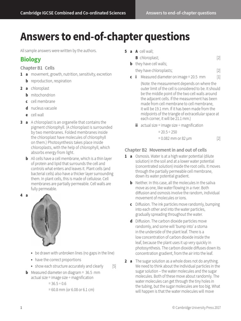 Biology Answer Osmosis Leaf
