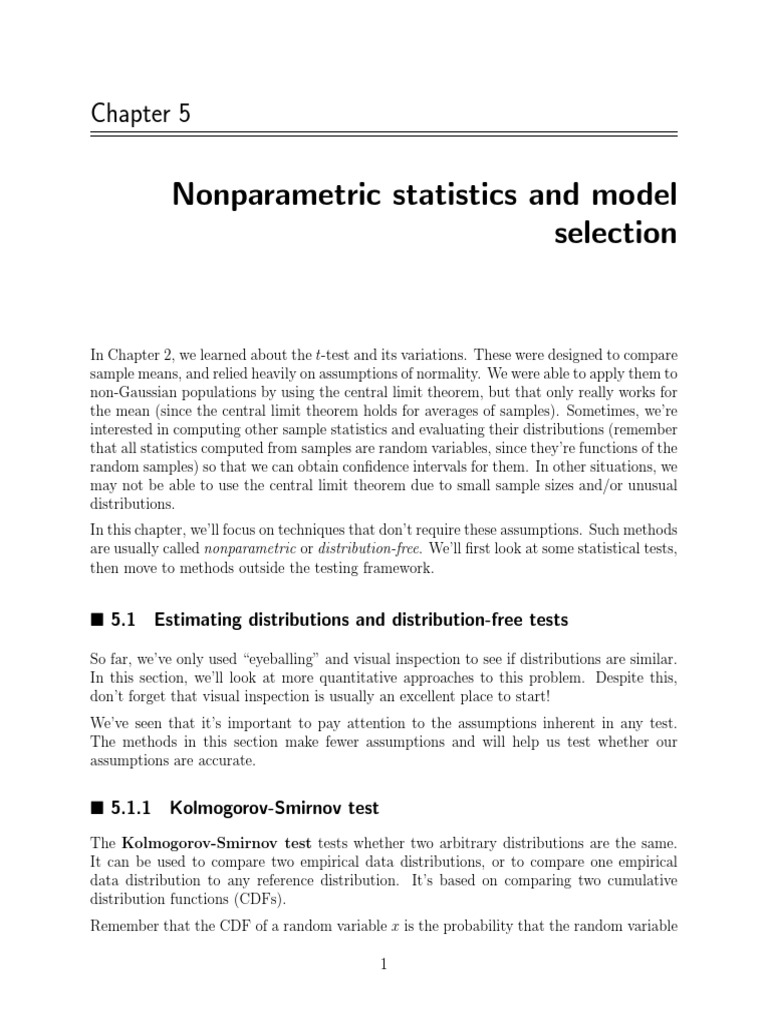 Nonparametric Statistics and Model Selection 5.1 Estimating