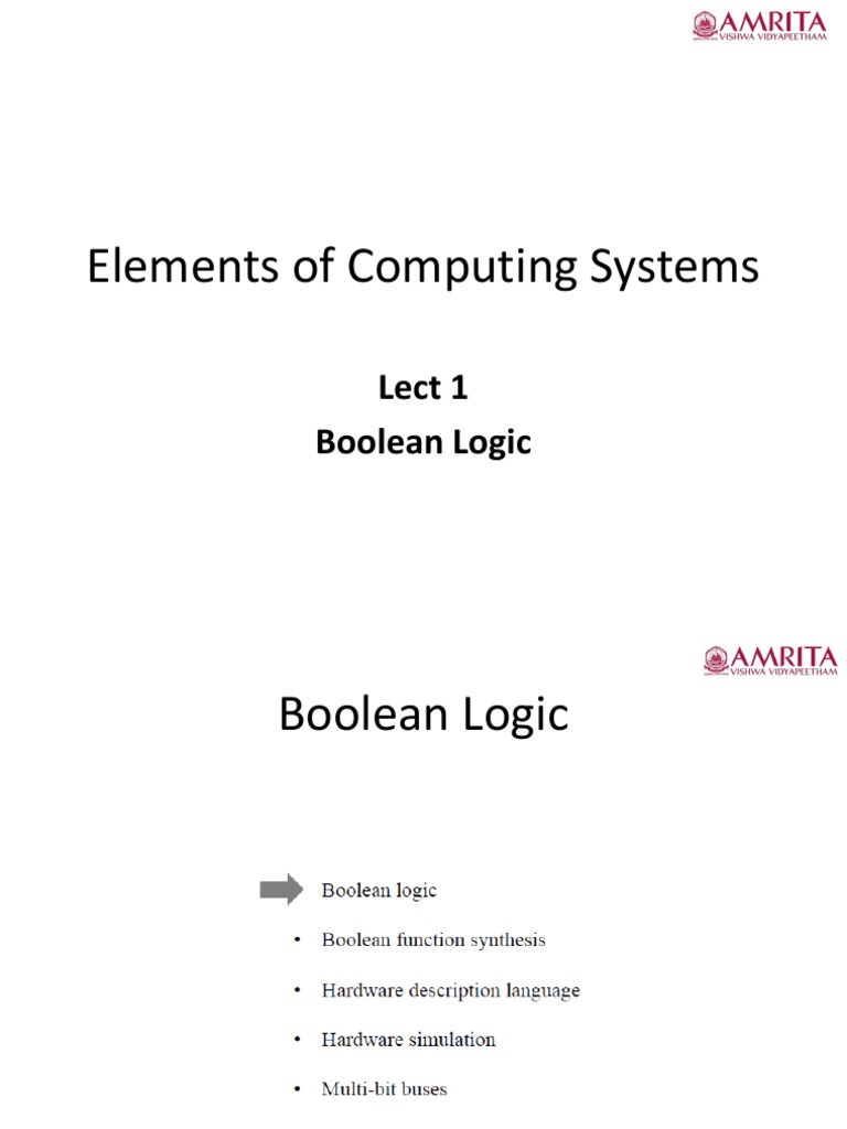Lect1 Boolean Logic Part1 | PDF | Teaching Methods & Materials | Computers