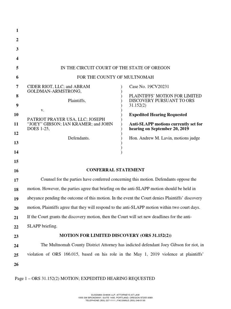 Motion For Limited Discovery PDF Discovery (Law) Evidence