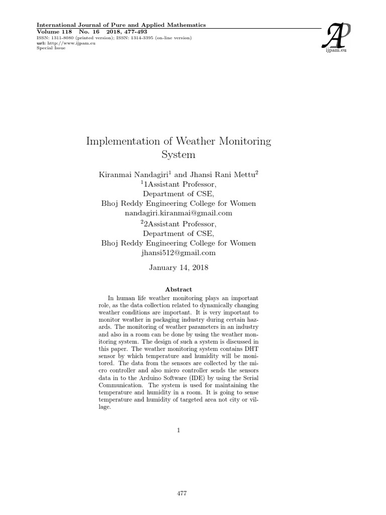 Implementation of a Weather Monitoring System Using Sensors and a ... Circuit Diagram
