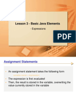 Lesson 3 - Basic Java Elements: - Expressions