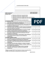 Classroom Observation Form