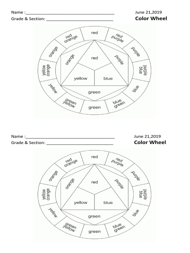 Color Wheel: Name: - June 21,2019 Grade & Section | PDF