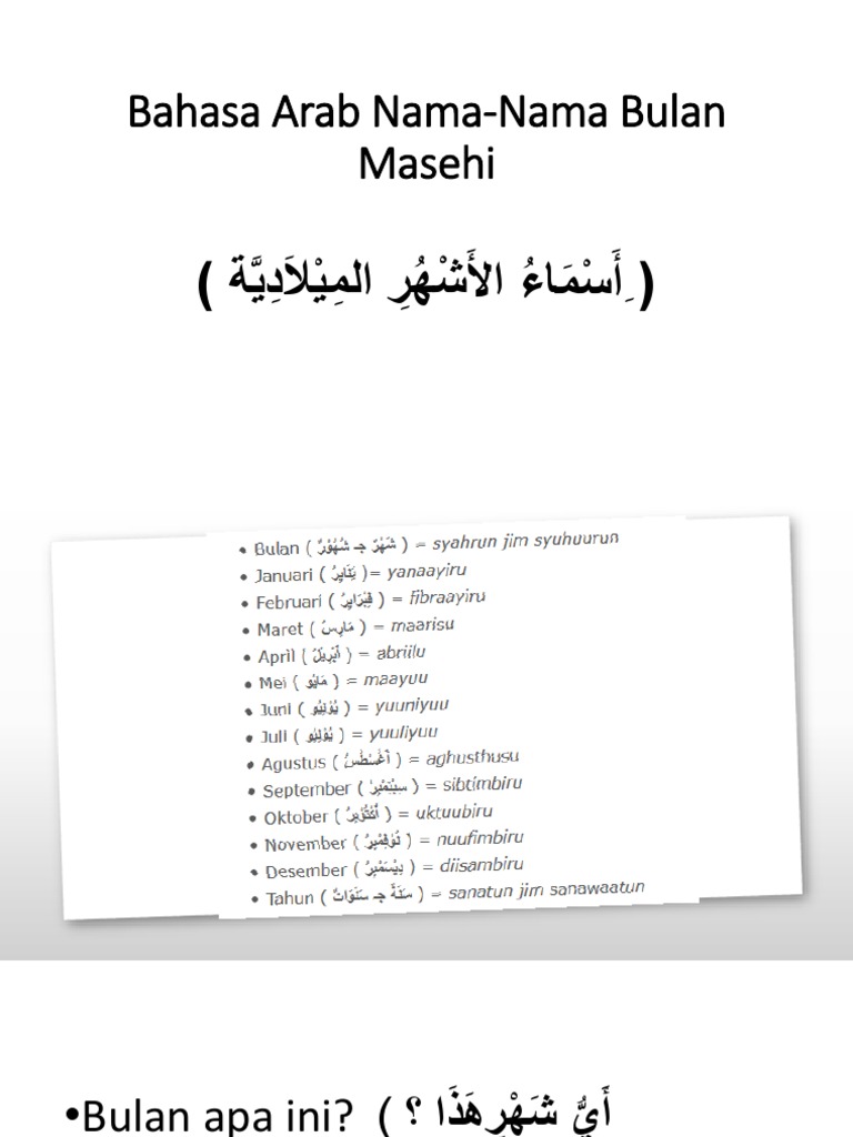 Bahasa Arab Nama Nama Bulan Masehi Pdf