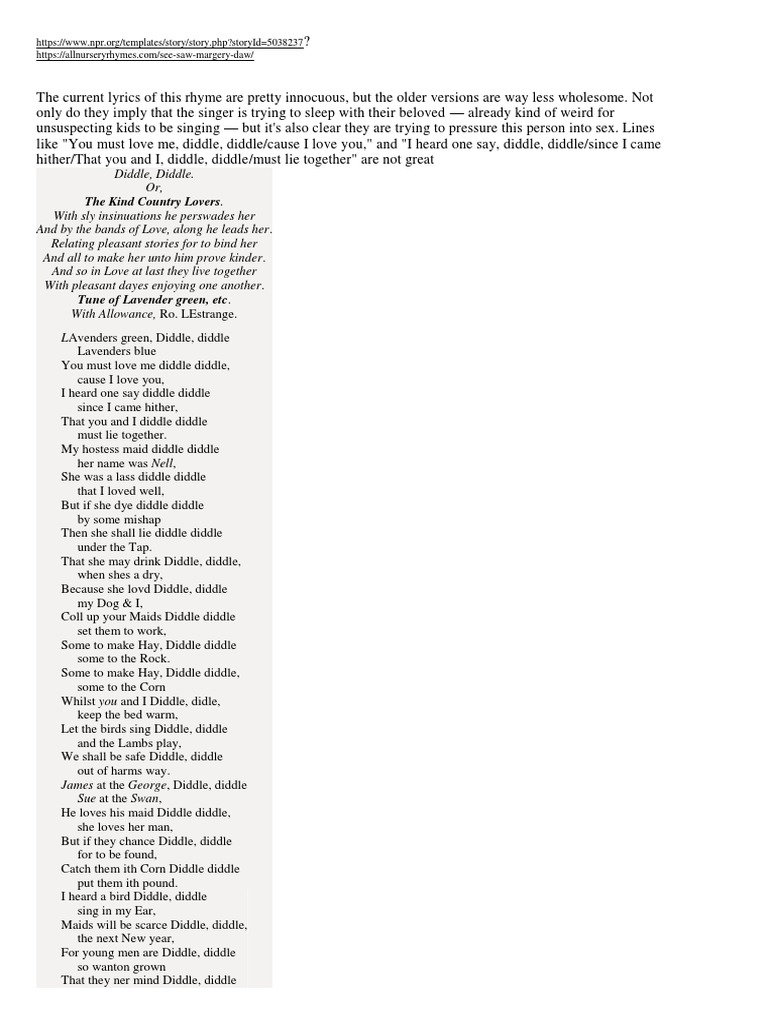 Hidden Insights and Implications in Nursery Rhymes An Analysis of the