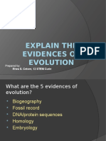 Explain The Evidences of Evolution: Prepared By: Rhea S. Cetore, 12 STEM Curie