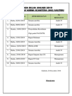 Agenda Bulan Januari 2019