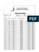 Purchase Request: Republic of The Philippines Province of Davao Del Norte Municipality of New Corella