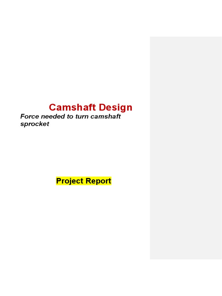 Camshaft Design Project Report PDF Strength Of Materials Finite