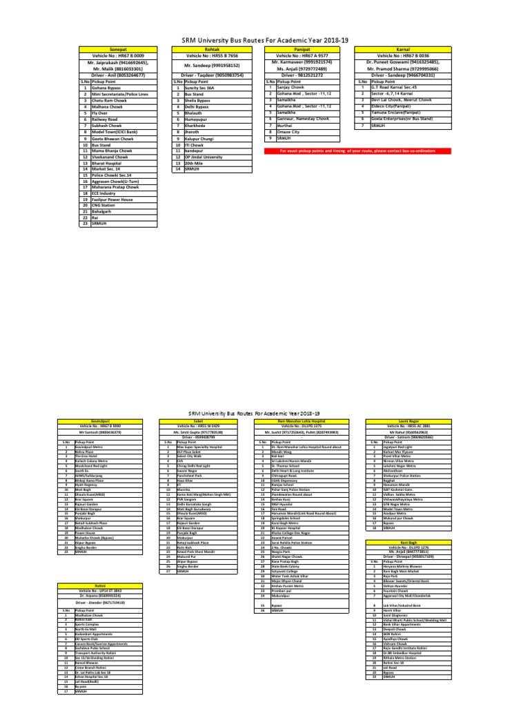 SRM University Bus Routes 2018-19 | PDF | Sikhism | Violence