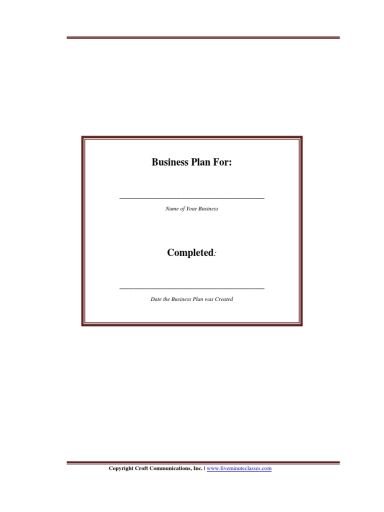 8 Page Fill in The Blank Business Plan Template Word | PDF | Prices ...