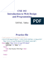 CSE 102 Introduction To Web Design and Programming: XHTML: Tables