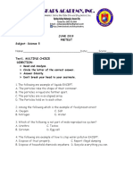 Pretest Subject: Science 5