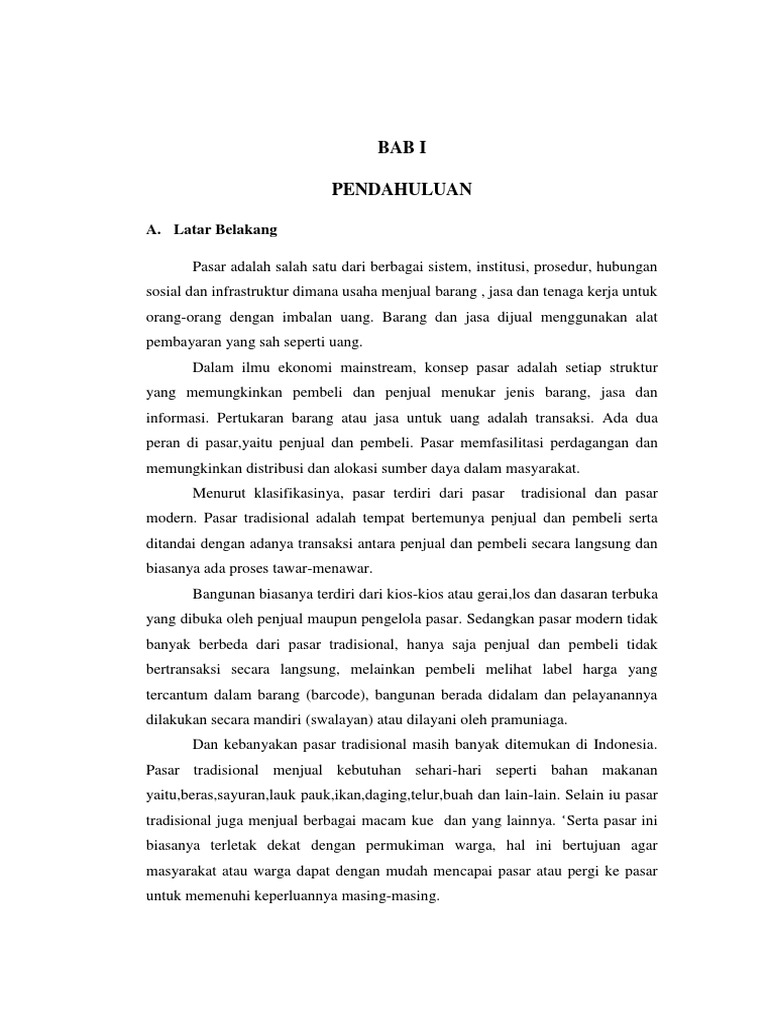Laporan Penelitian Sederhana Pasar