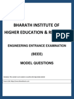 Bharath Institute of Higher Education & Research: (BEEE) Model Questions