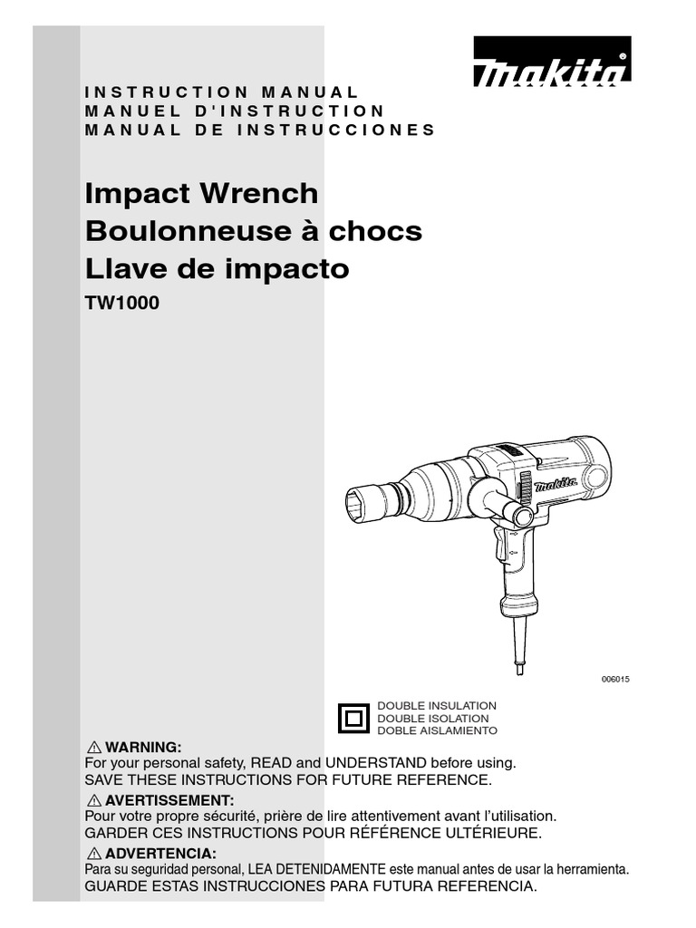 Comprehensive Instruction Manual for the TW1000 Impact Wrench Safety