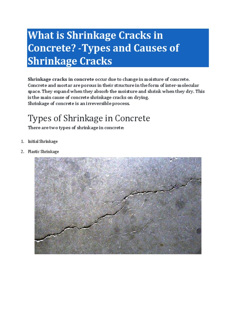 Types and Causes of Concrete Shrinkage | PDF | Mortar (Masonry) | Concrete
