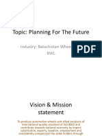 Topic: Planning For The Future: Industry: Baluchistan Wheels LTD BWL