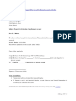 Request Letter Format For Dormant Account Activation