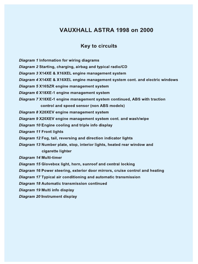 Opel Astra Wiring Diagram | PDF
