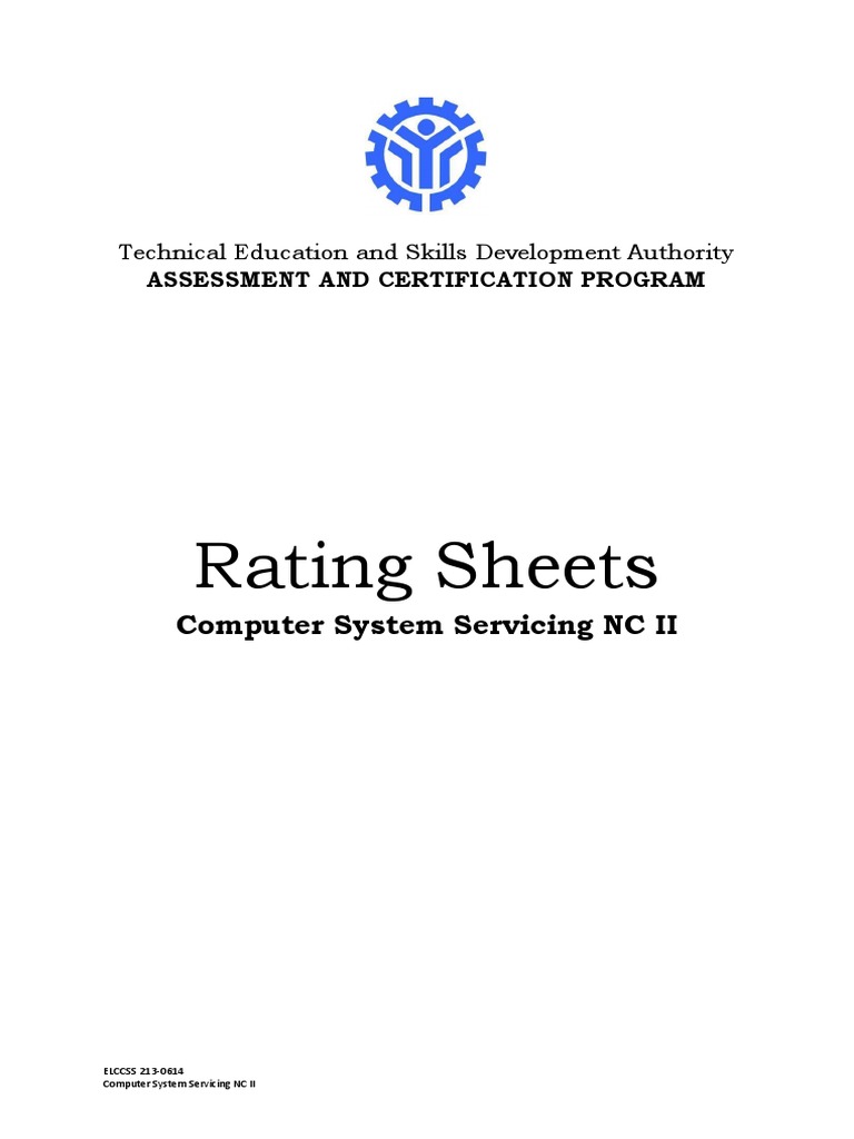 Rating Sheets Computer System Servicing NC II PDF Router