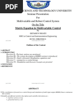 Matrix Equation in Multivariable Control 